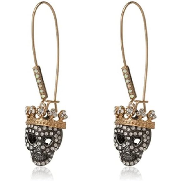 Women Gold Diamond Cuffs Wraps Skull Earrings - Picture 1 of 4